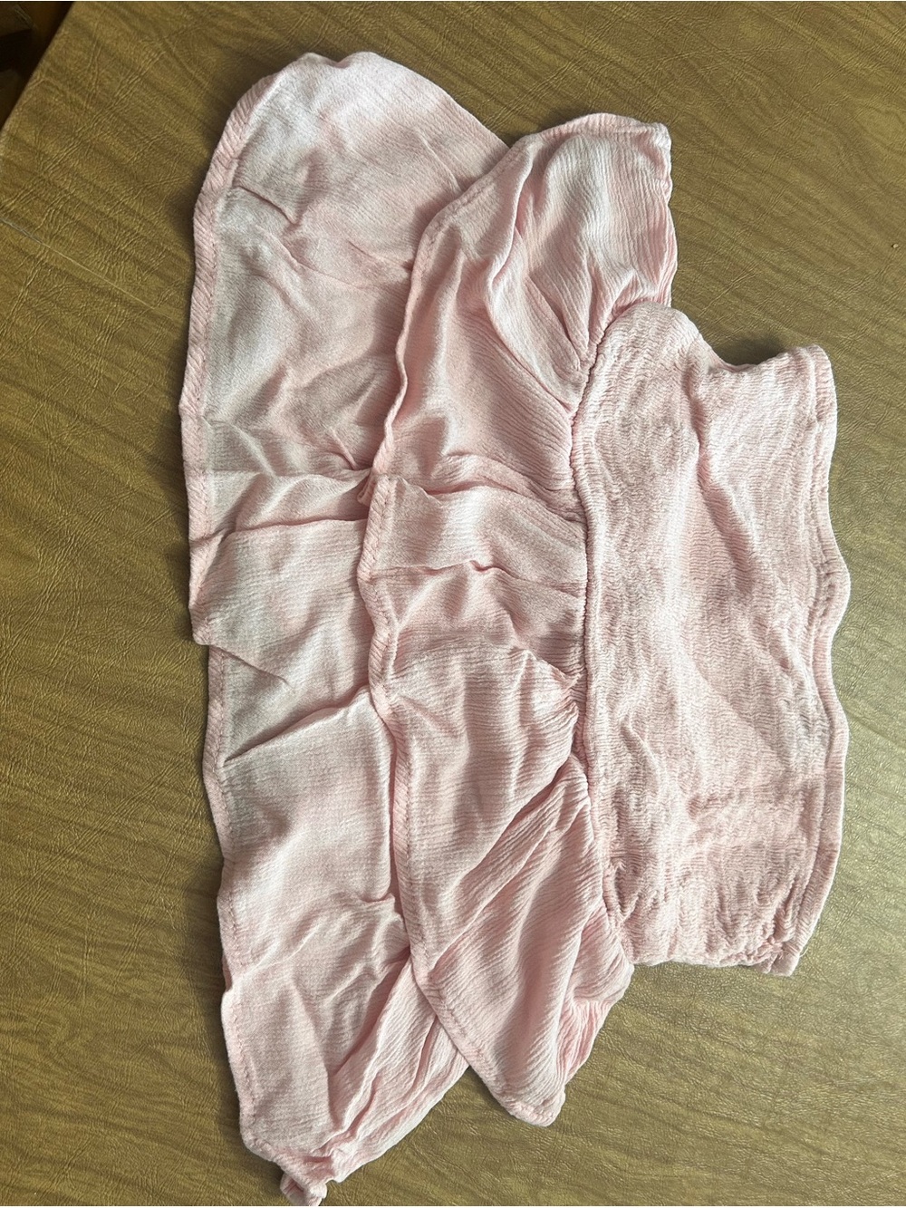 Arden B Pale Pink Ruffle Strapless Crop Top